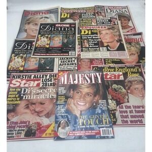 Vintage Lot of 11 Princess Diana Magazine Collection all Different